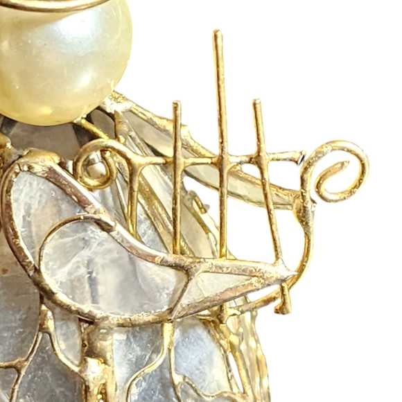 Vintage Lot of Three Glass & Capiz Shell Angels & Bird Christmas Tree Ornaments - Picture 9 of 14